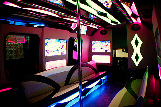 limo bus rental in akron luxury lights and seating