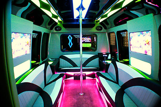 colorful party bus interior