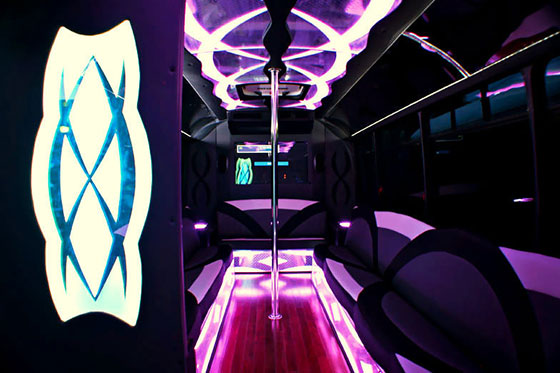 party bus rental leather seating