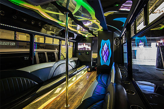20 passenger party bus interior