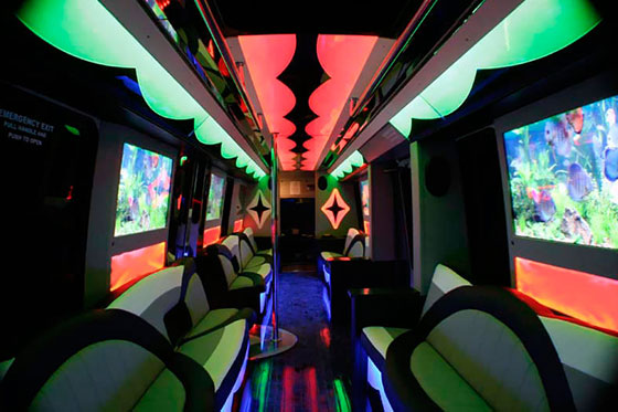 ample interior of our party buses