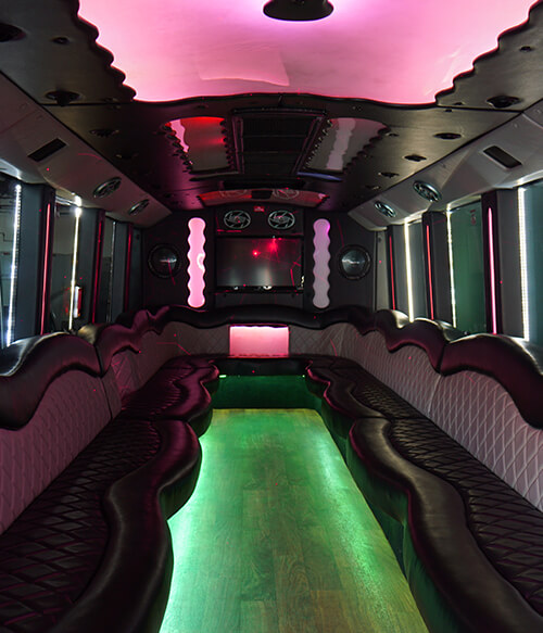 colorful party bus interior
